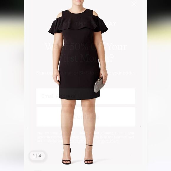 Eloquii Cold Shoulder Ruffle Sheath Dress In Black Plus Size 22 - Picture 1 of 11